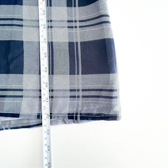 BB Dakota Plaid Dress Shift Dress Navy Gray Long Sheer Sleeve Women's S - Picture 10 of 11